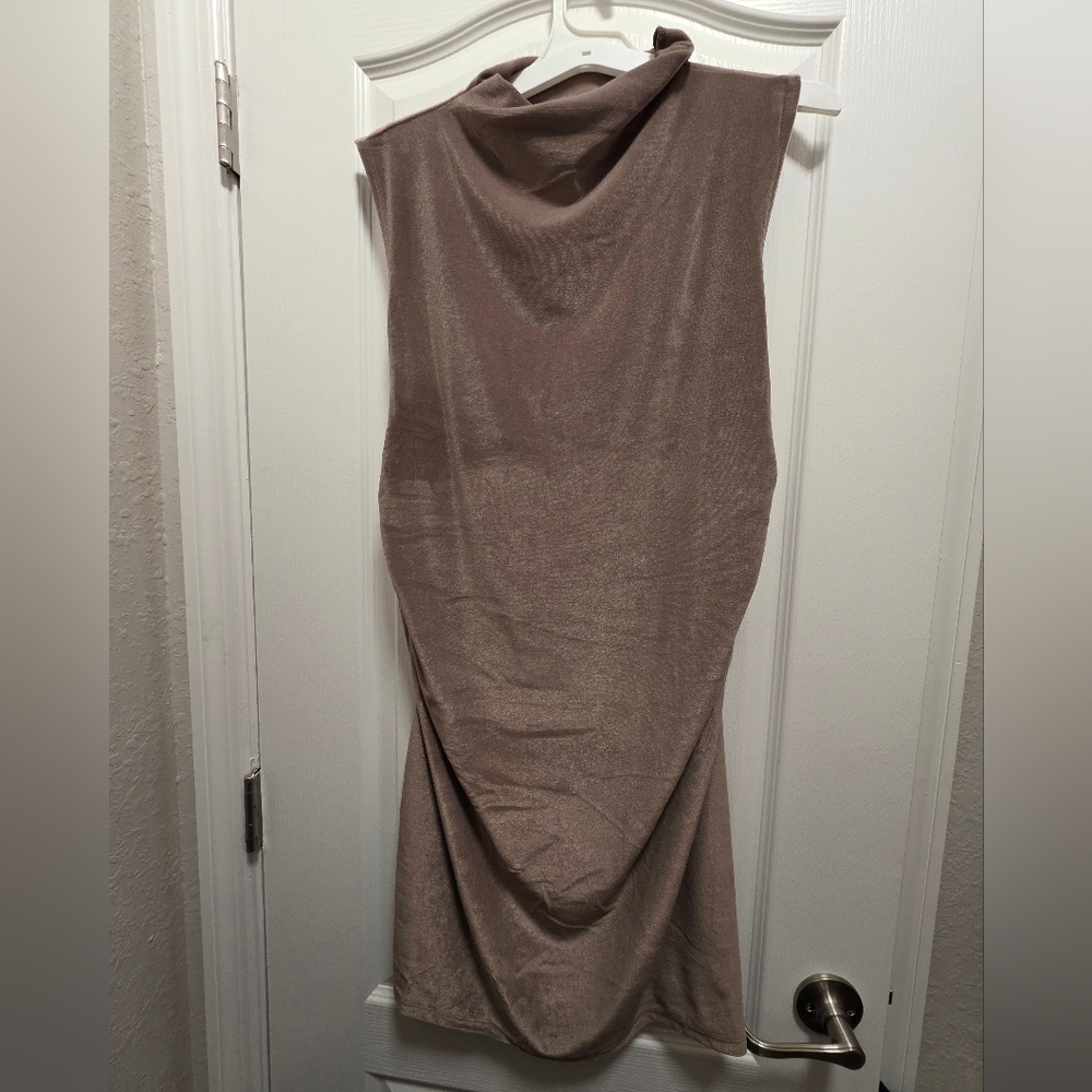 A New Day Brown Sheath Dress Cowl Neck Sleeveless